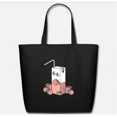 90s Japanese Aesthetic Peach Juice Can Aesthetic Black Eco-Friendly Tote Bag